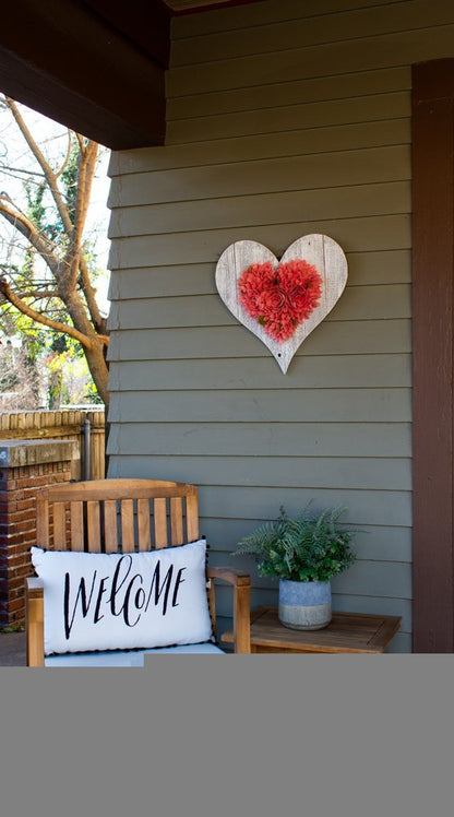 24" Whitewash Reclaimed Wood Heart Wall Decor