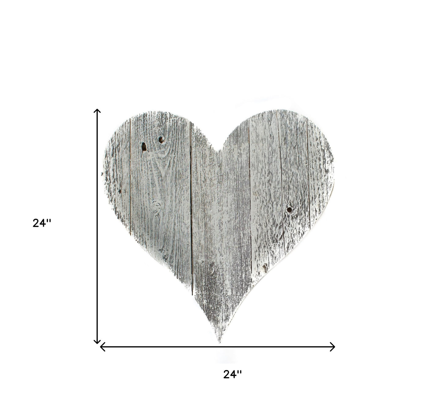 24" Whitewash Reclaimed Wood Heart Wall Decor