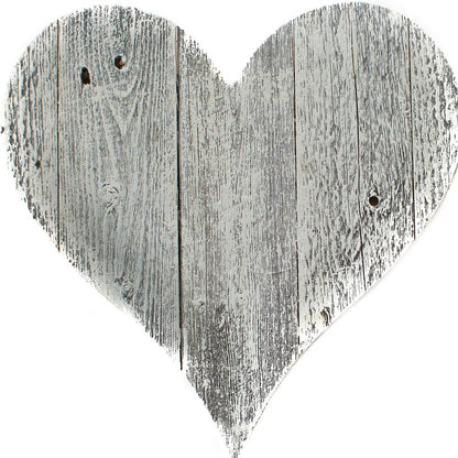 24" Whitewash Reclaimed Wood Heart Wall Decor