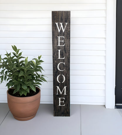 5' Rustic Black And White Front Porch Welcome Sign