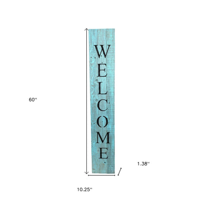 5' Rustic Light Aqua Blue Front Porch Welcome Sign