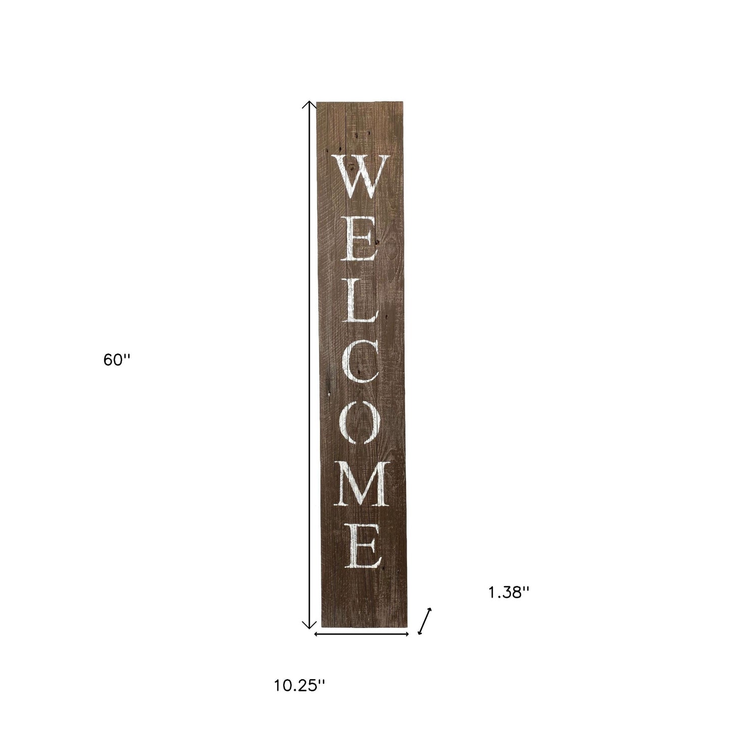 5' Rustic Espresso Brown And White Front Porch Welcome Sign