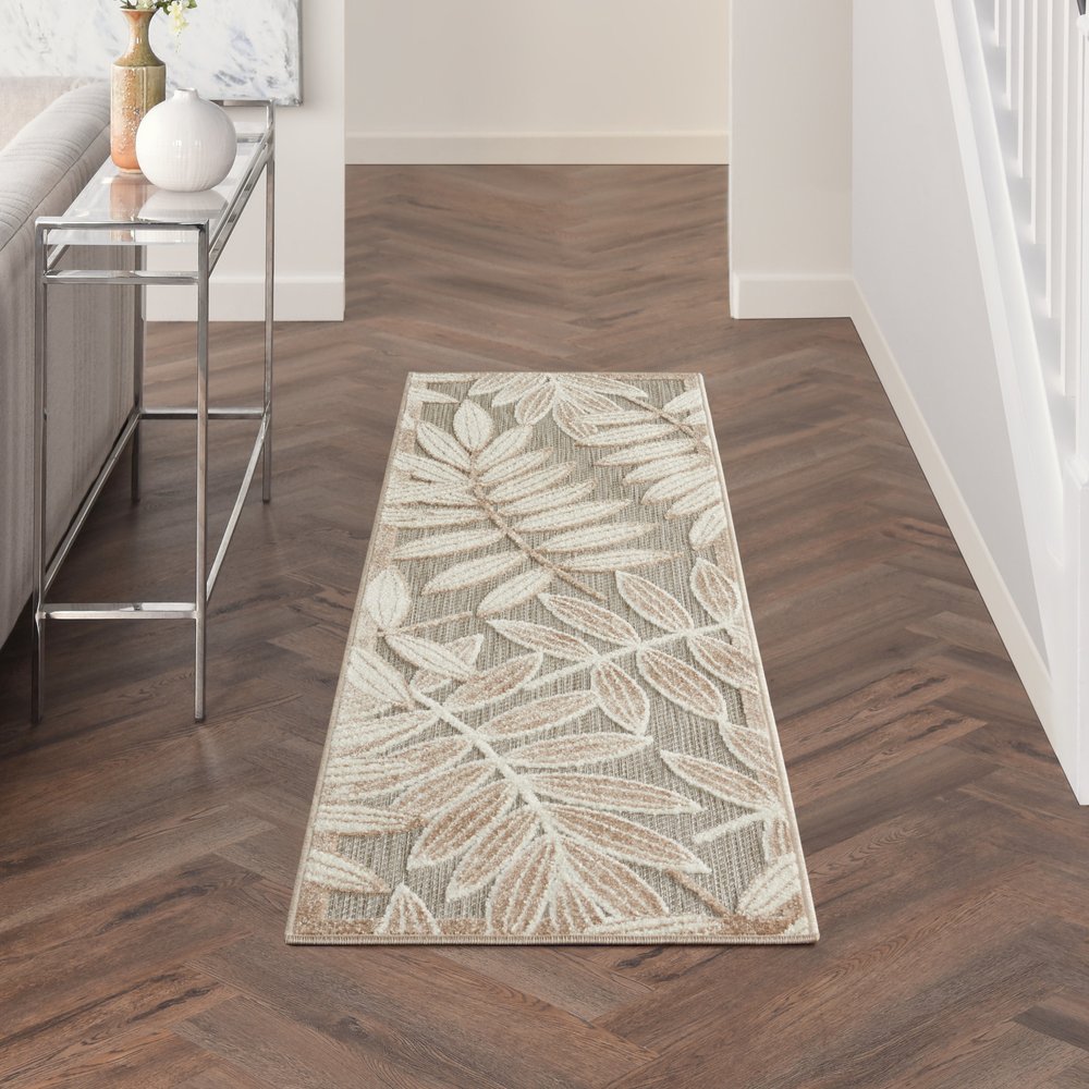 4' X 6' Gray And Ivory Floral Indoor Outdoor Area Rug