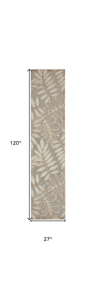 4' X 6' Gray And Ivory Floral Indoor Outdoor Area Rug