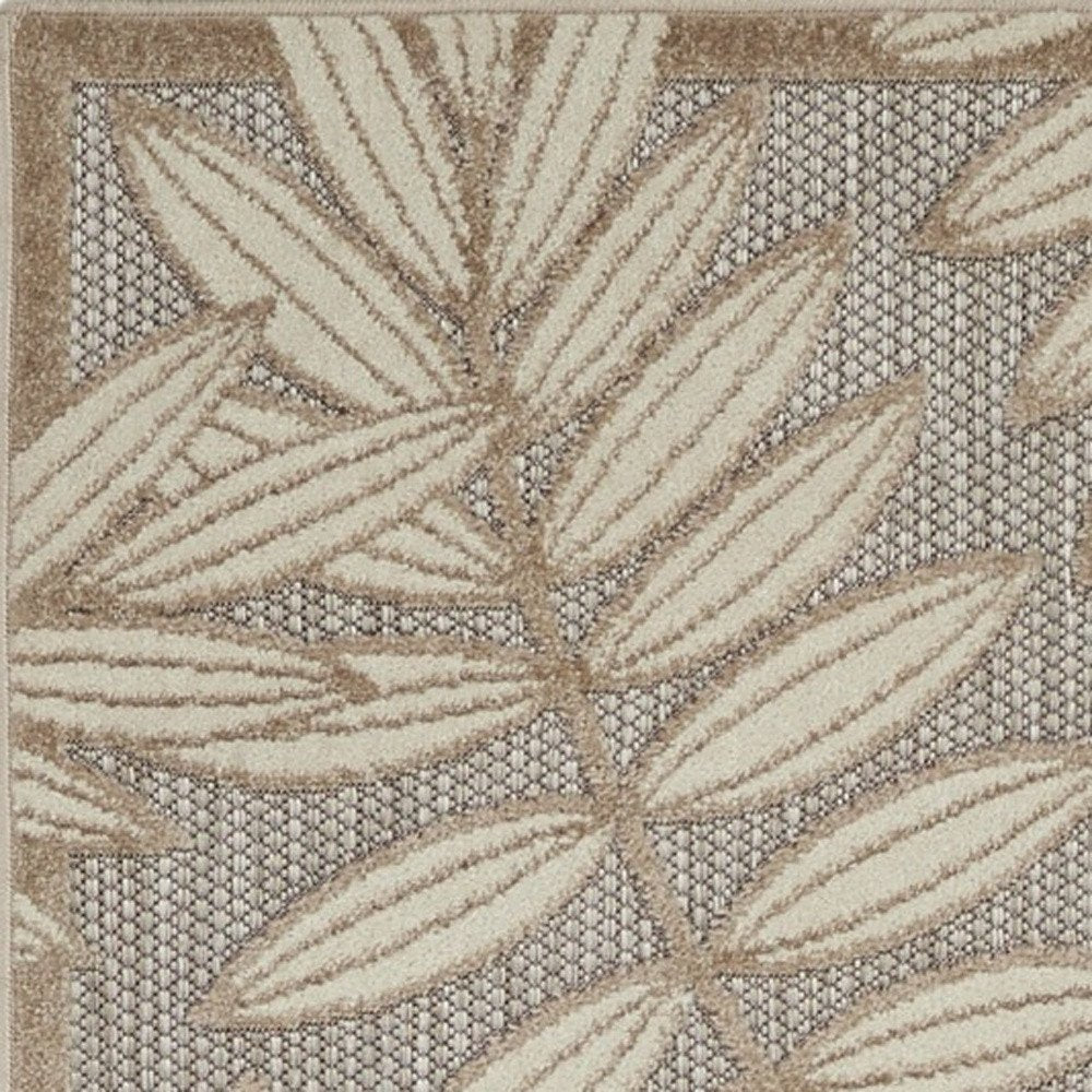 6' Gray And Ivory Floral Indoor Outdoor Runner Rug