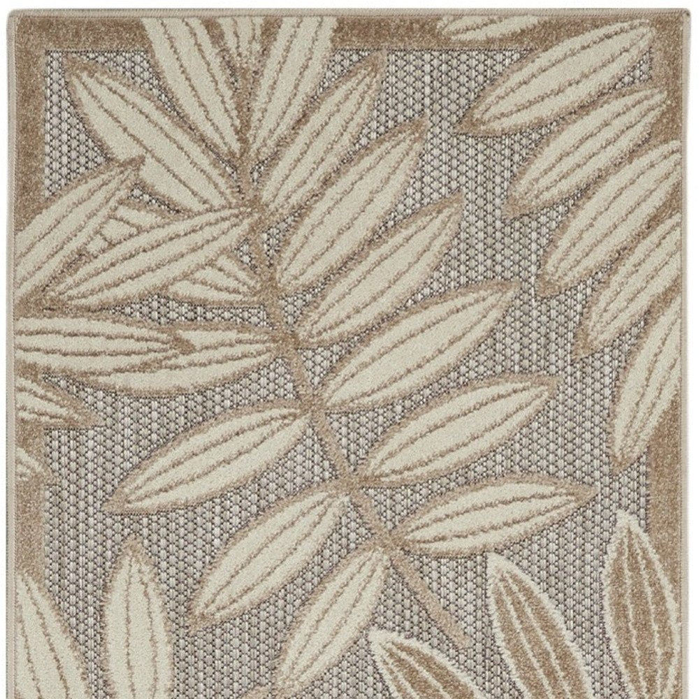 4' X 6' Gray And Ivory Floral Indoor Outdoor Area Rug