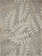 8' X 11' Beige Gray And Ivory Botanical Leaves Indoor Outdoor Area Rug