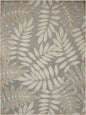8' X 11' Beige Gray And Ivory Botanical Leaves Indoor Outdoor Area Rug