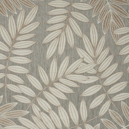 8' X 11' Beige Gray And Ivory Botanical Leaves Indoor Outdoor Area Rug