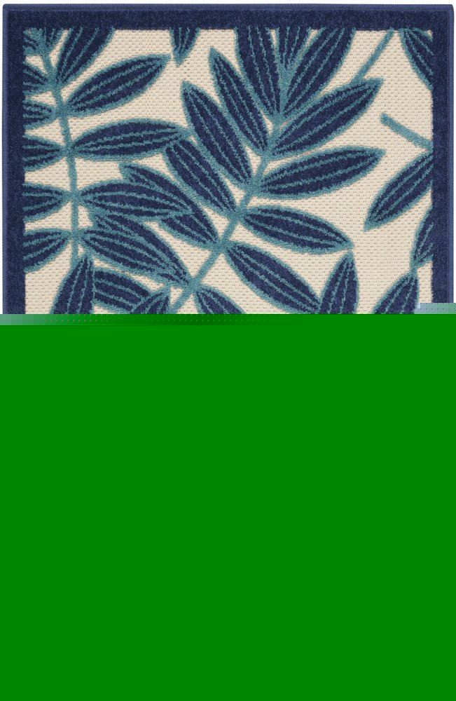 7' X 10' Blue And Ivory Floral Indoor Outdoor Area Rug