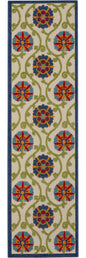 6' X 9' Ivory And Blue Indoor Outdoor Area Rug