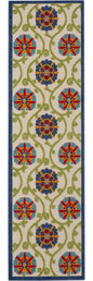 6' Ivory And Blue Indoor Outdoor Area Rug