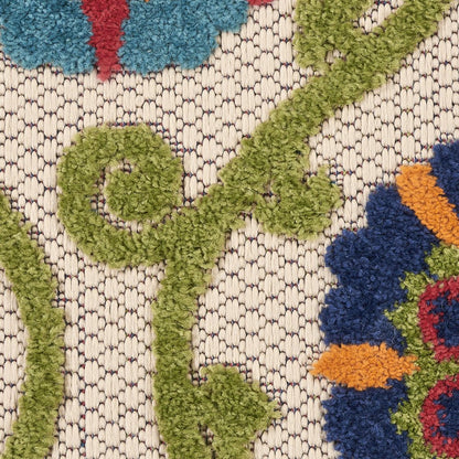 6' Ivory And Blue Indoor Outdoor Area Rug