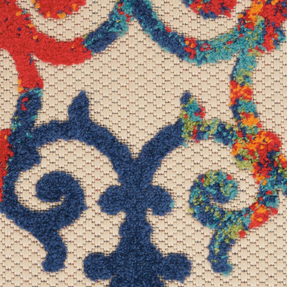 6' X 9' Ivory And Blue Indoor Outdoor Area Rug