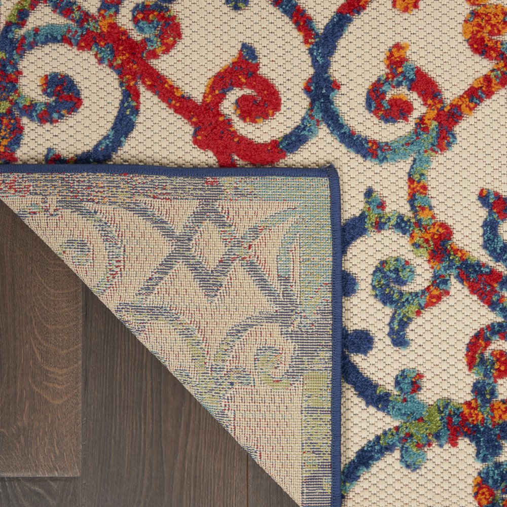 6' X 9' Ivory And Blue Indoor Outdoor Area Rug