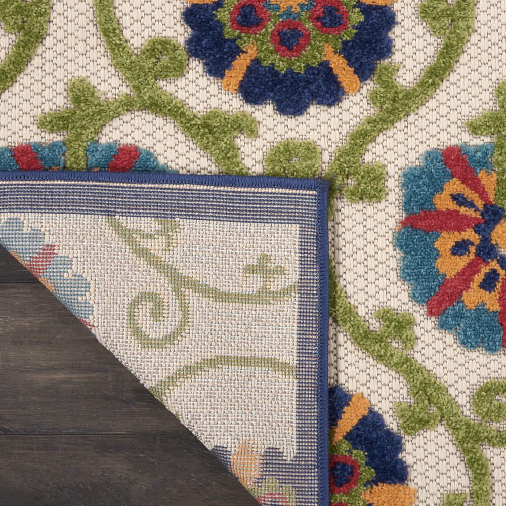 3' X 4' Ivory And Blue Indoor Outdoor Area Rug