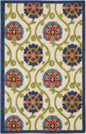 3' X 4' Ivory And Blue Indoor Outdoor Area Rug