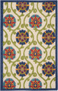 3' X 4' Ivory And Blue Indoor Outdoor Area Rug