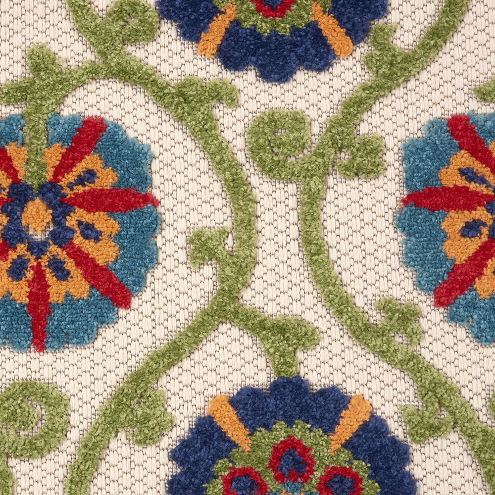 3' X 4' Ivory And Blue Indoor Outdoor Area Rug