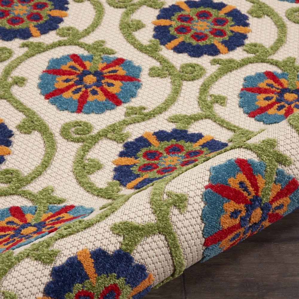 3' X 4' Ivory And Blue Indoor Outdoor Area Rug