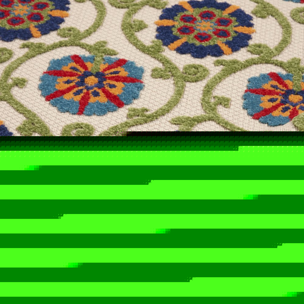 4' X 6' Ivory And Blue Indoor Outdoor Area Rug