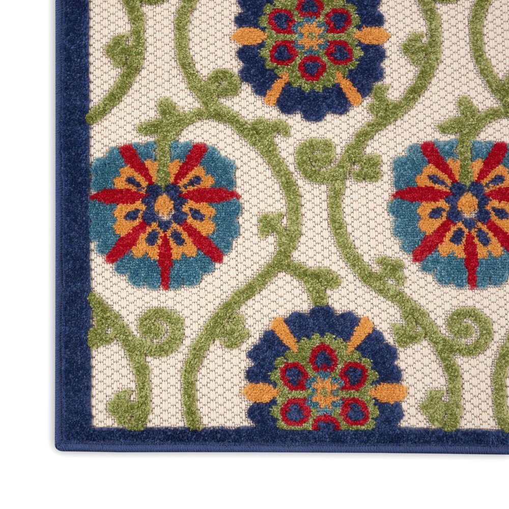 3' X 4' Ivory And Blue Indoor Outdoor Area Rug