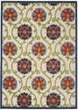 6' X 9' Ivory And Blue Indoor Outdoor Area Rug