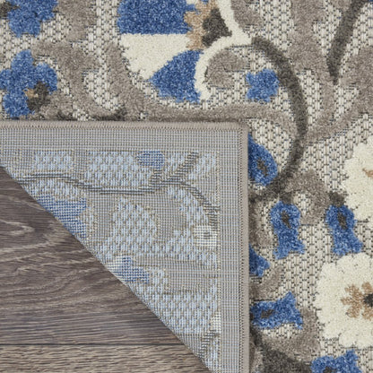 4' X 6' Blue And Gray Indoor Outdoor Area Rug