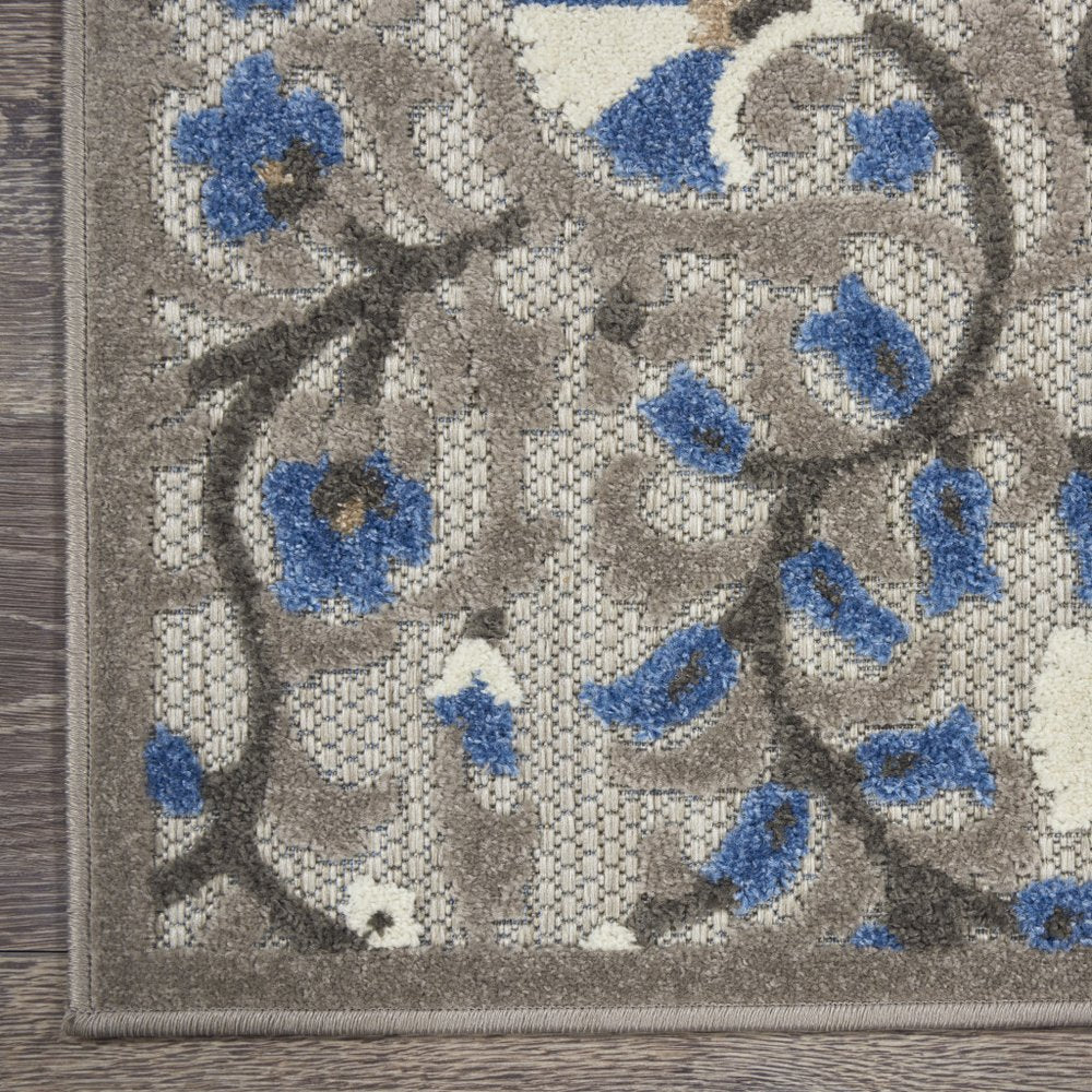 4' X 6' Blue And Gray Indoor Outdoor Area Rug