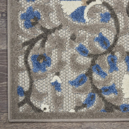 5' X 7' Blue And Gray Indoor Outdoor Area Rug