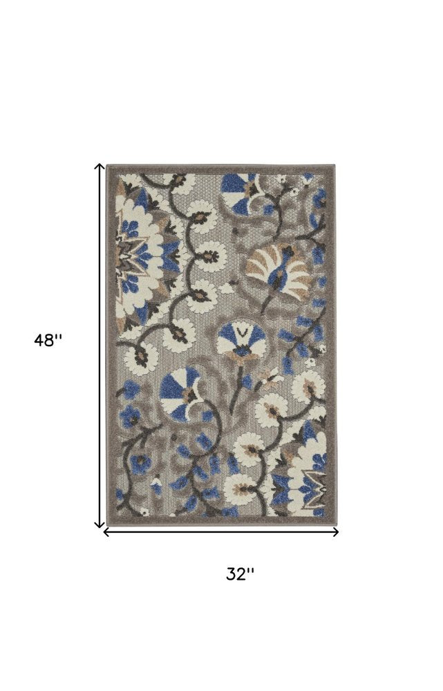 4' X 6' Blue And Gray Indoor Outdoor Area Rug