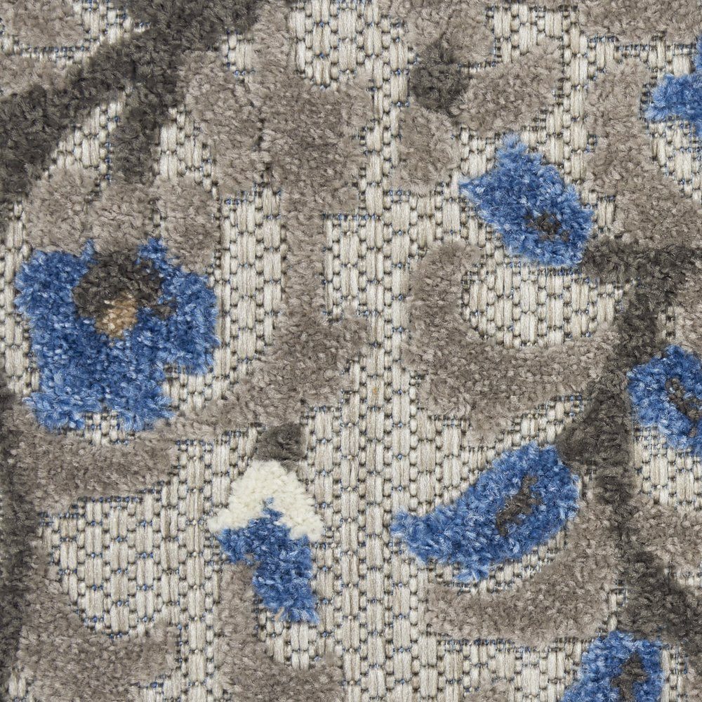 4' X 6' Blue And Gray Indoor Outdoor Area Rug