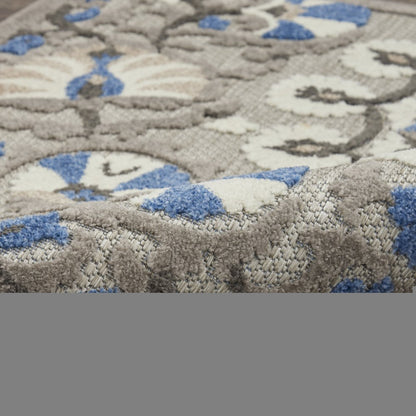 4' X 6' Blue And Gray Indoor Outdoor Area Rug
