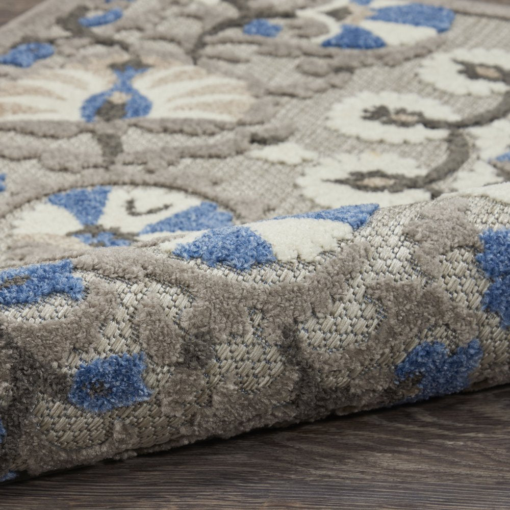 4' X 6' Blue And Gray Indoor Outdoor Area Rug