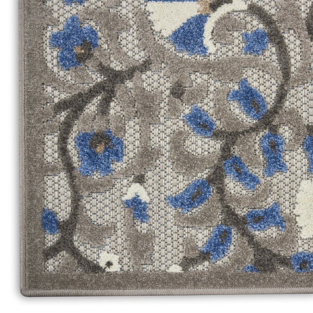 4' X 6' Blue And Gray Indoor Outdoor Area Rug