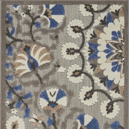 4' X 6' Blue And Gray Indoor Outdoor Area Rug