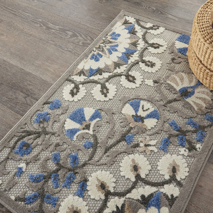 4' X 6' Blue And Gray Indoor Outdoor Area Rug