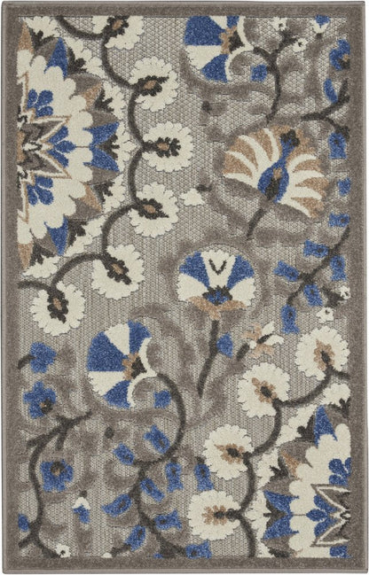 4' X 6' Blue And Gray Indoor Outdoor Area Rug