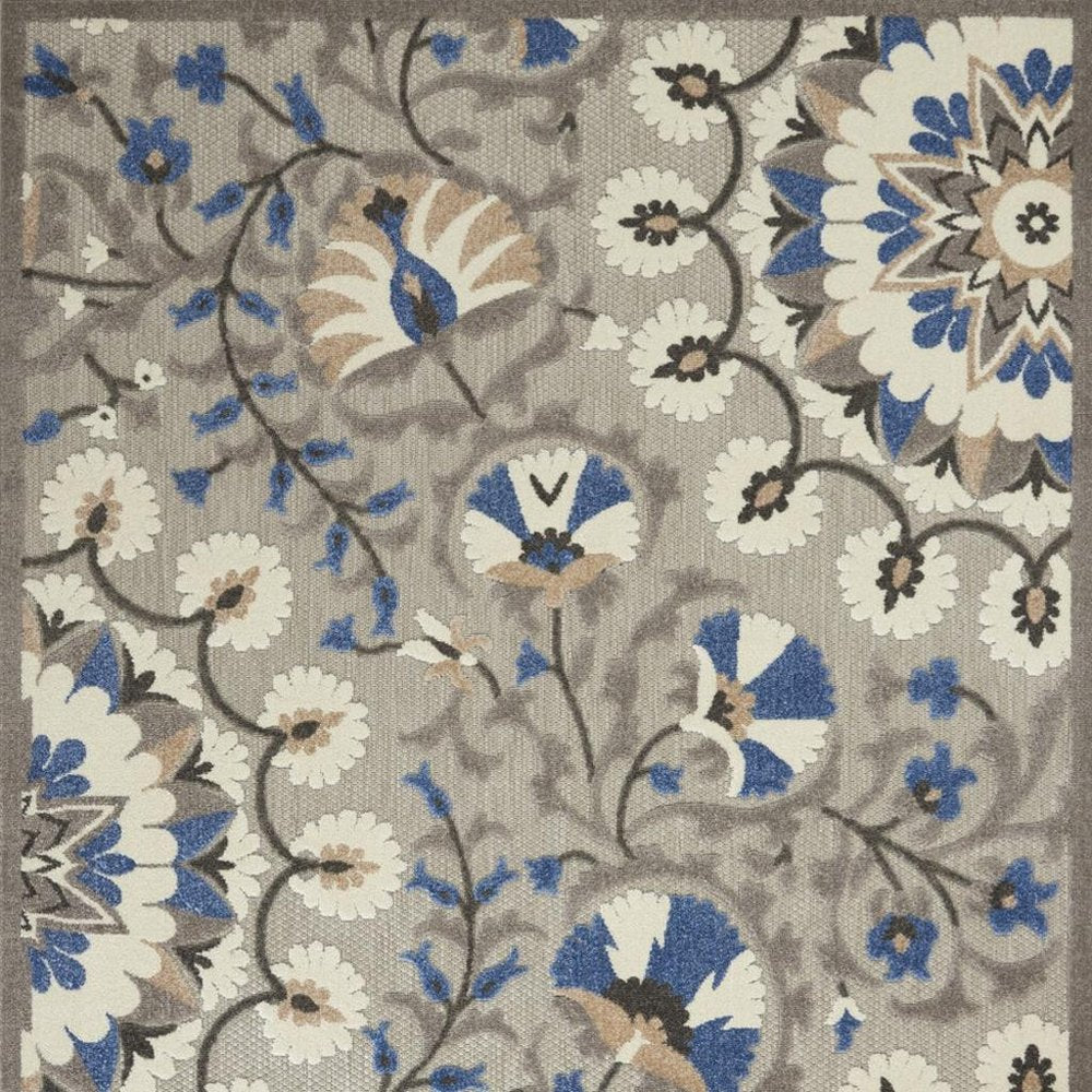 3' X 4' Blue And Gray Indoor Outdoor Area Rug