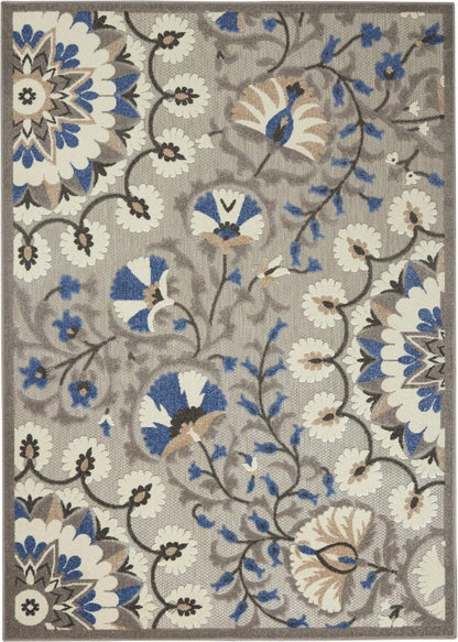 8' X 11' Blue And Gray Indoor Outdoor Area Rug