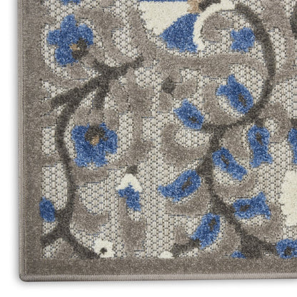 5' X 7' Blue And Gray Indoor Outdoor Area Rug