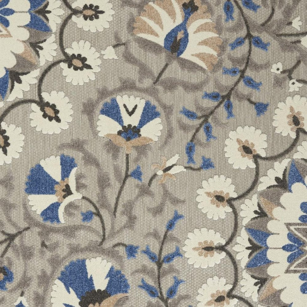 5' X 7' Blue And Gray Indoor Outdoor Area Rug