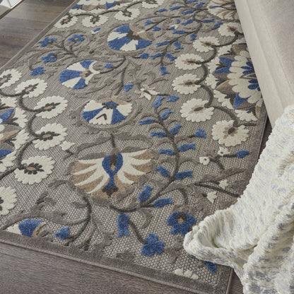 5' X 7' Blue And Gray Indoor Outdoor Area Rug