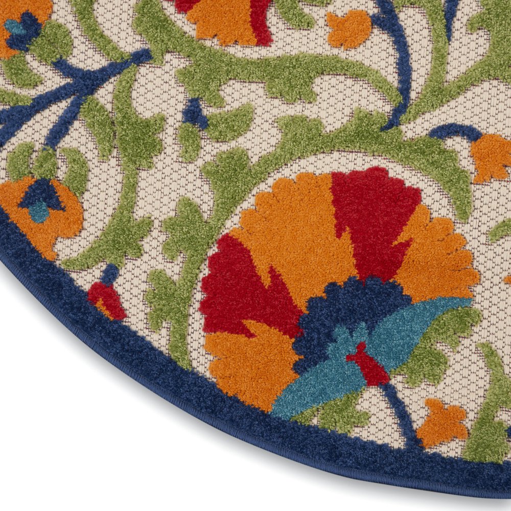 6' X 9' Red And Ivory Floral Indoor Outdoor Area Rug