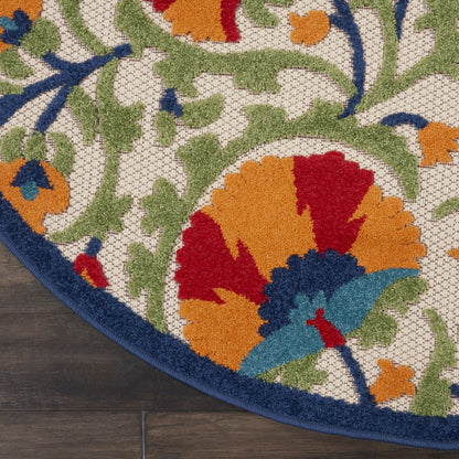 6' X 9' Red And Ivory Floral Indoor Outdoor Area Rug
