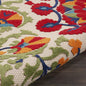 6' X 9' Red And Ivory Floral Indoor Outdoor Area Rug