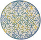 4' Ivory And Blue Round Indoor Outdoor Area Rug