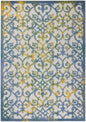 4' Ivory And Blue Round Indoor Outdoor Area Rug