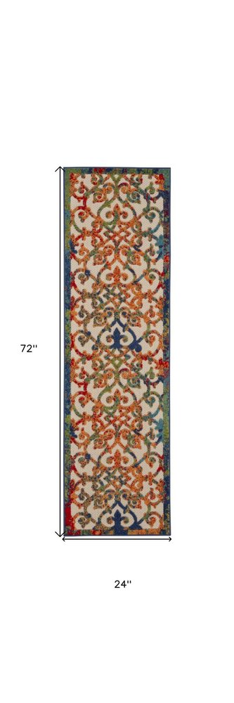 4' X 6' Ivory And Blue Indoor Outdoor Area Rug