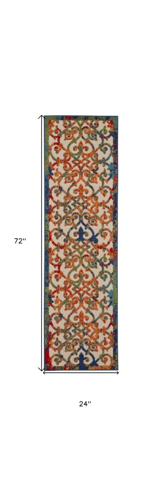 3' X 4' Ivory And Blue Indoor Outdoor Area Rug